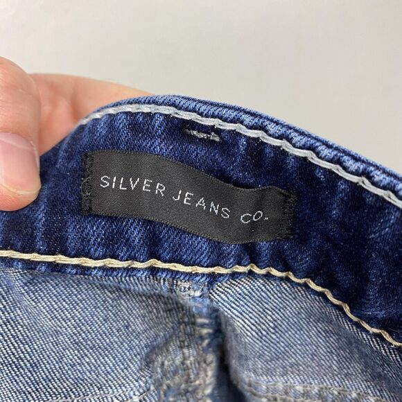 Silver Jeans Suki Bootcut Jeans Womens 27 Blue Mid Rise Distressed Raw Hem - Picture 5 of 11